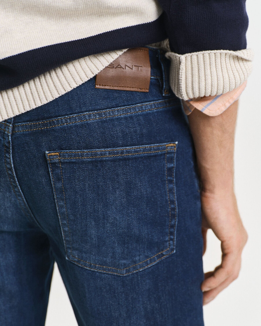 slim-fit-jeans – dunkelblau used-look