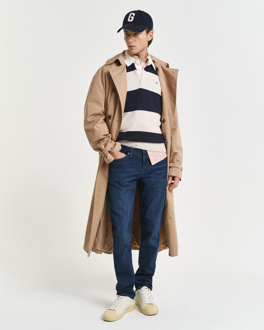 slim-fit-jeans – dunkelblau used-look