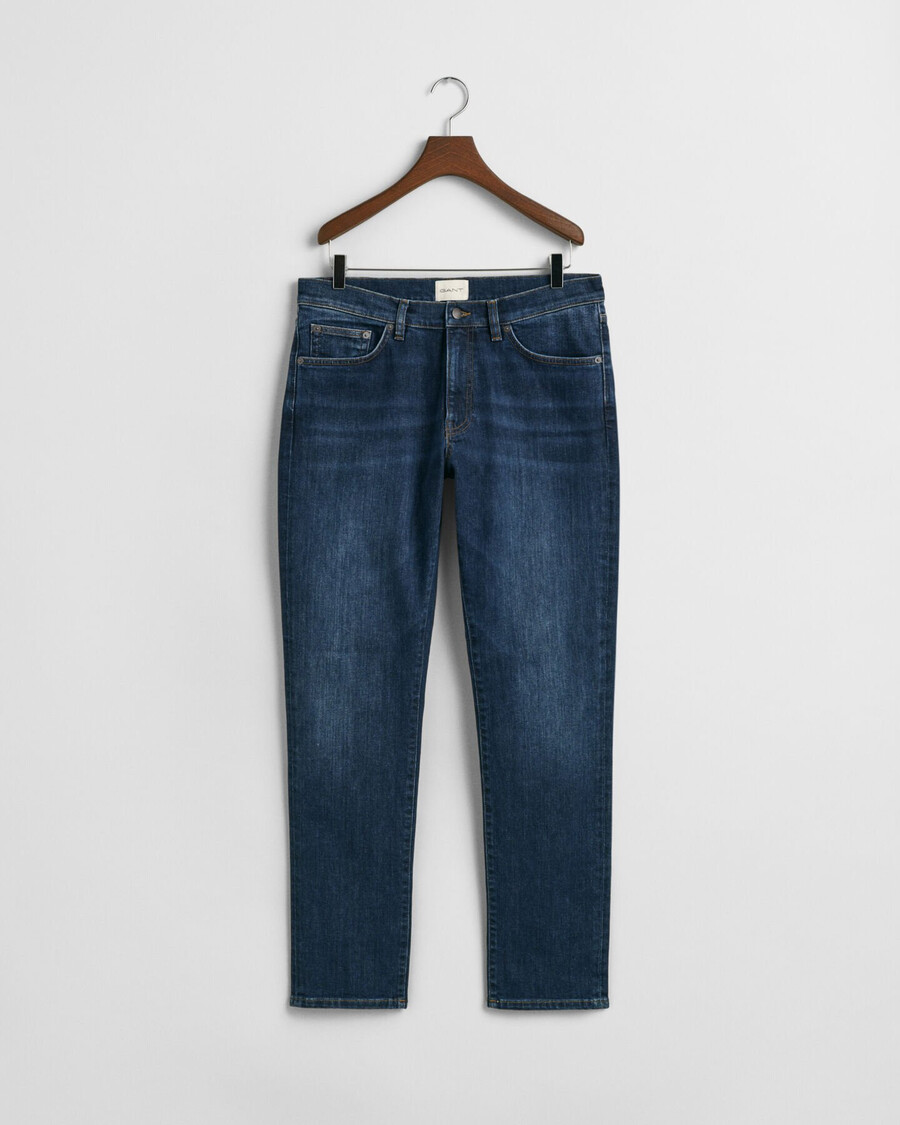 slim-fit-jeans – dunkelblau used-look