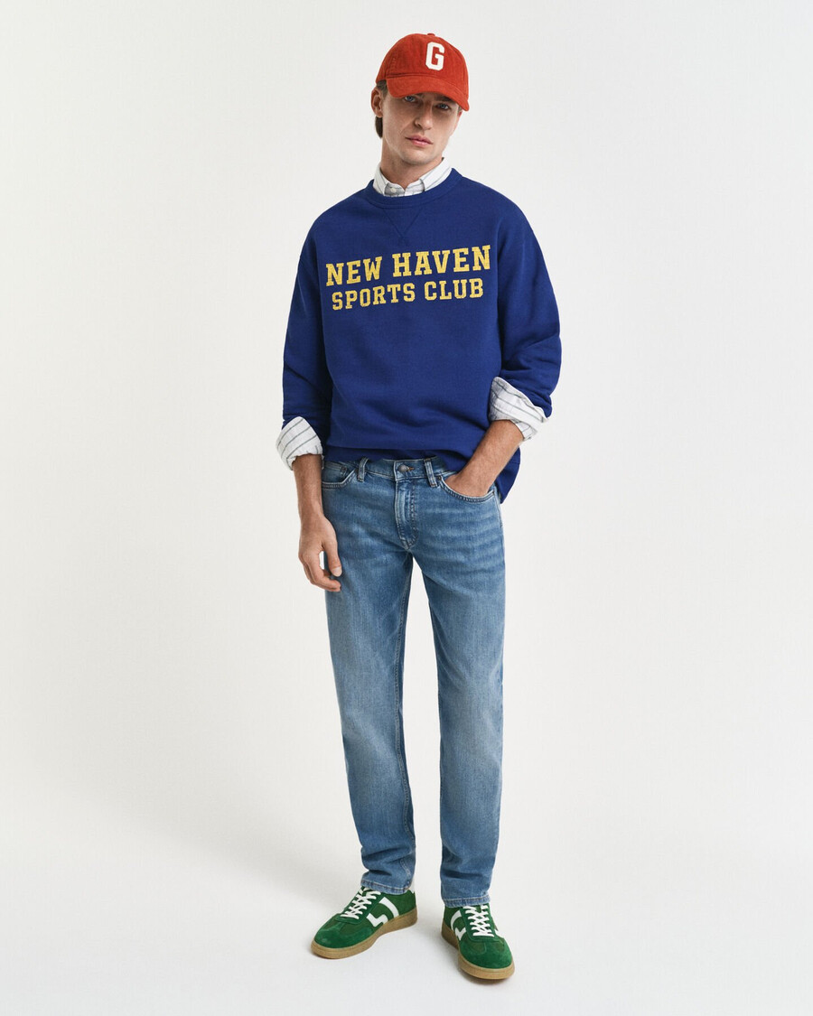 slim-fit-jeans – mittelblau used-look
