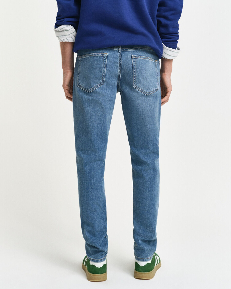 slim-fit-jeans – mittelblau used-look