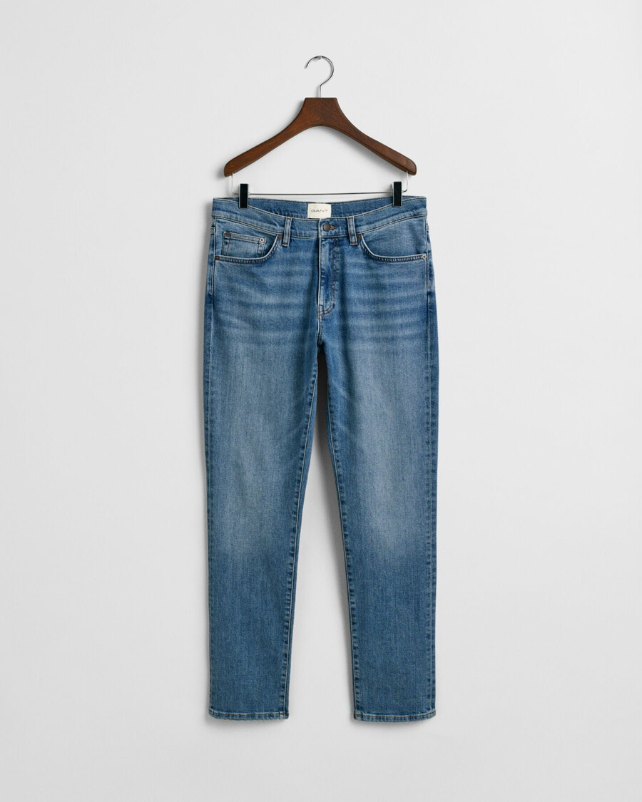 slim-fit-jeans – mittelblau used-look