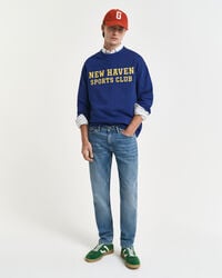 slim-fit-jeans – mittelblau used-look