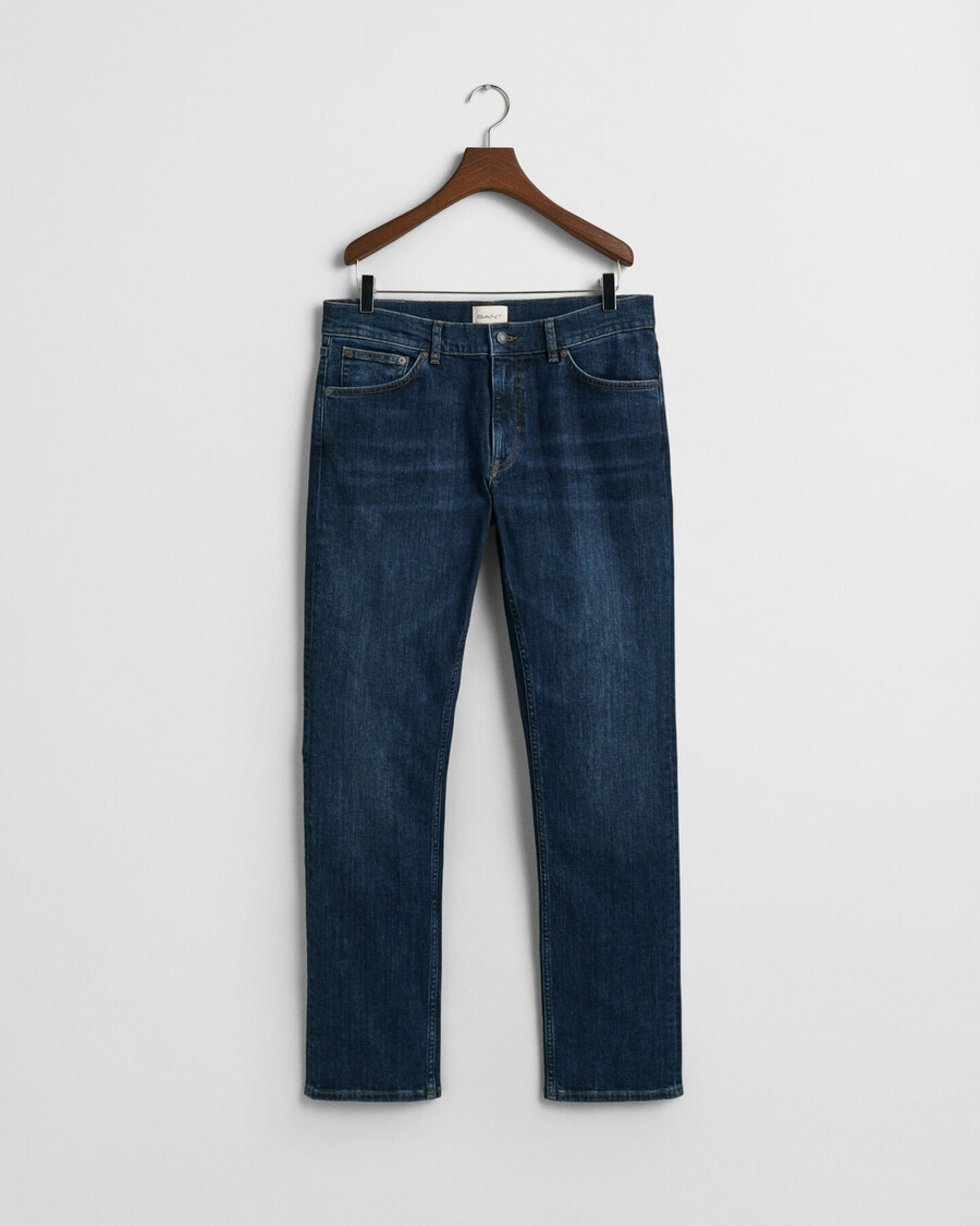 jeans mit regulärer passform – dunkelblau used-look
