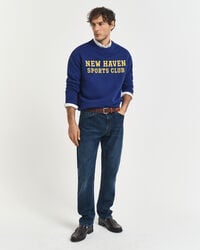 jeans mit regulärer passform – dunkelblau used-look