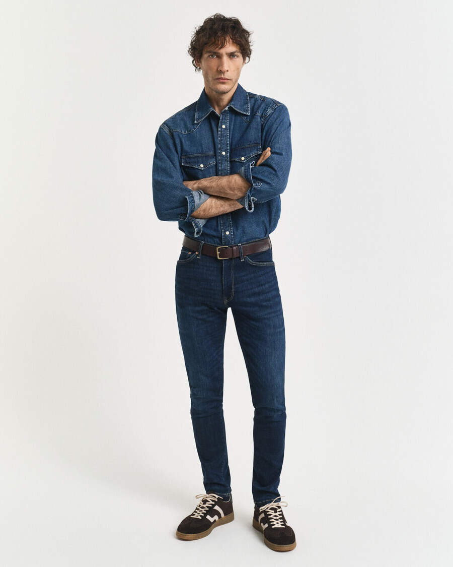 extra slim fit active recover jeans - dunkelblau used-look
