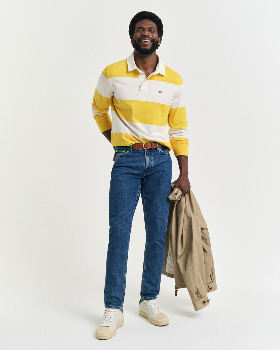 slim fit jeans mit sauberer waschung – mittelblau vintage