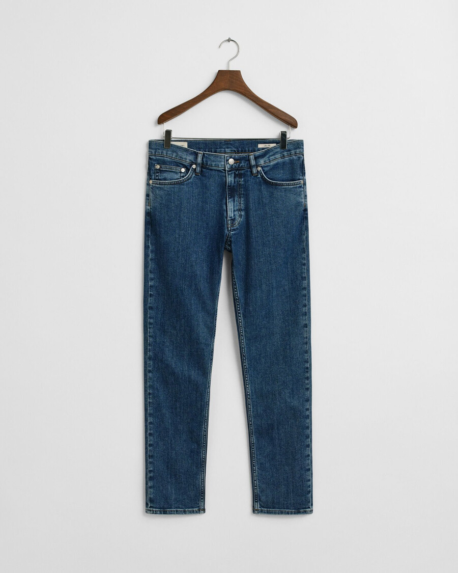 slim fit jeans mit sauberer waschung – mittelblau vintage