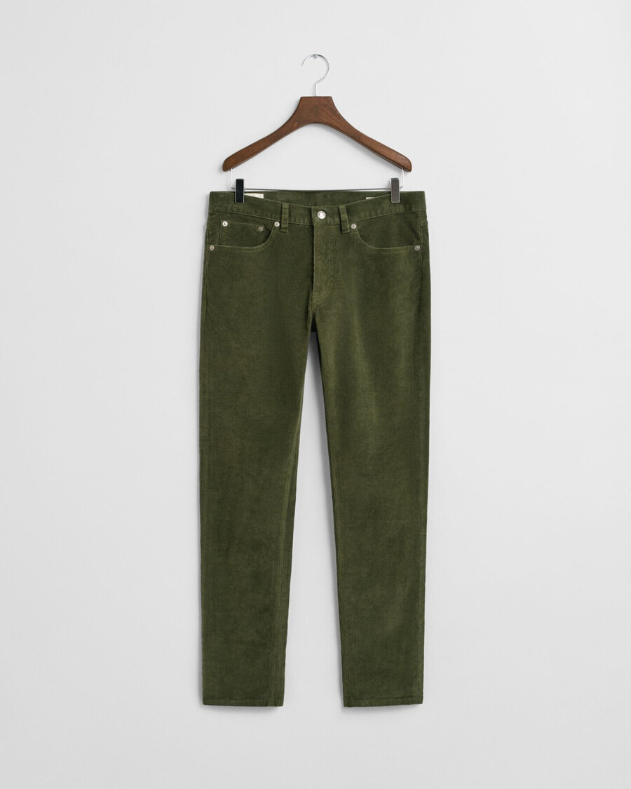 schmal geschnittene cordjeans – country green