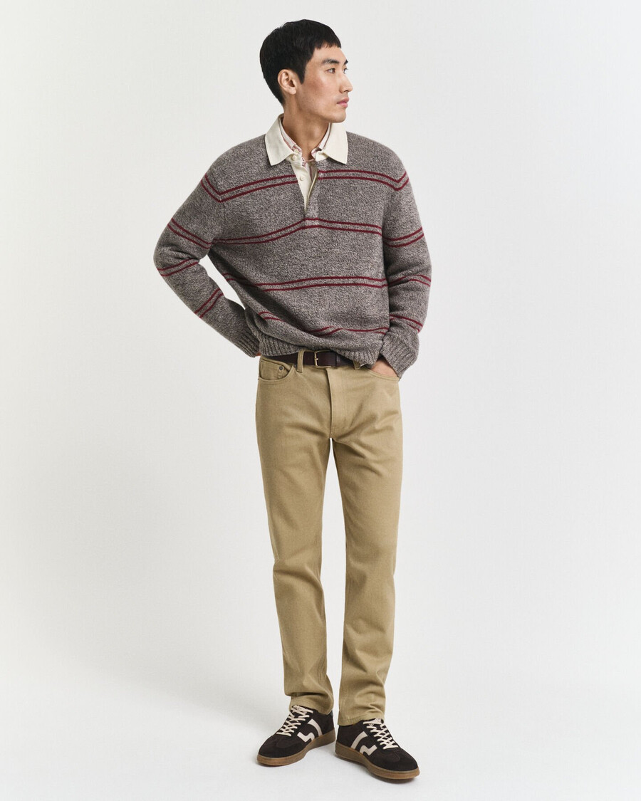regular fit jeans aus weichem twill – woody beige