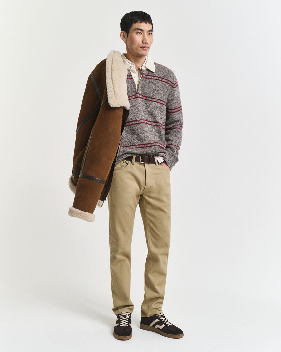 regular fit jeans aus weichem twill – woody beige