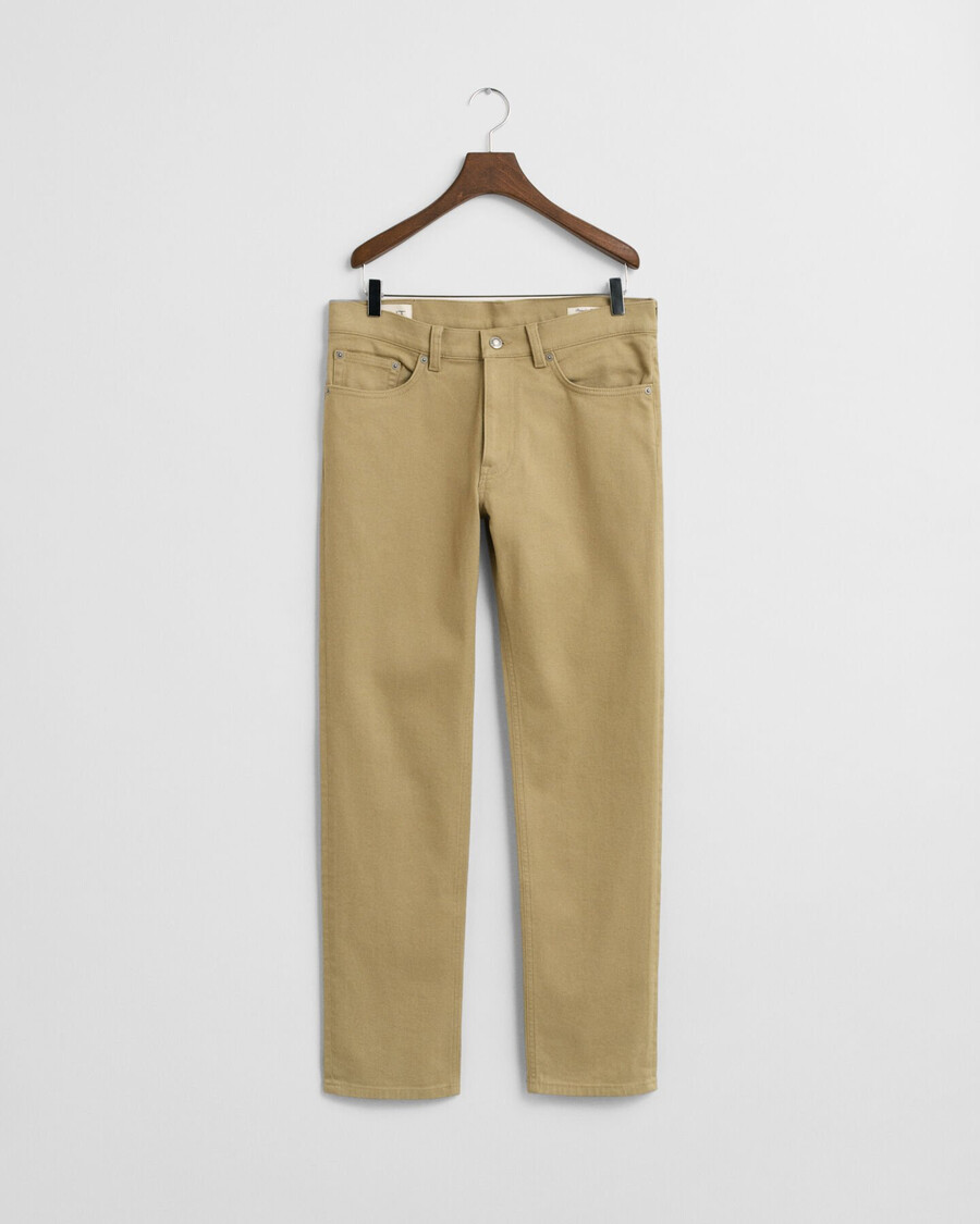 regular fit jeans aus weichem twill – woody beige