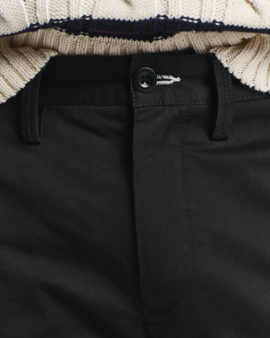 slim fit twill chinos – schwarz