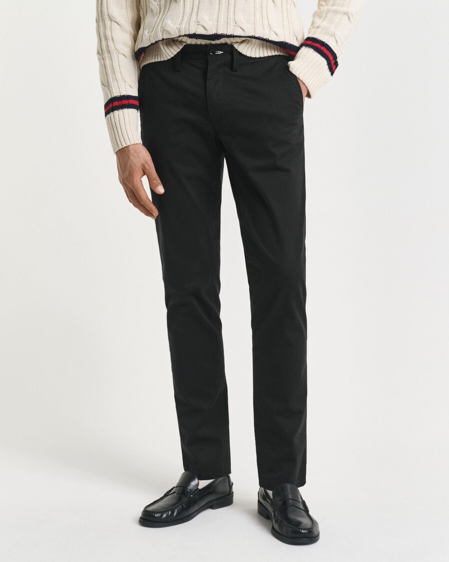 slim fit twill chinos – schwarz