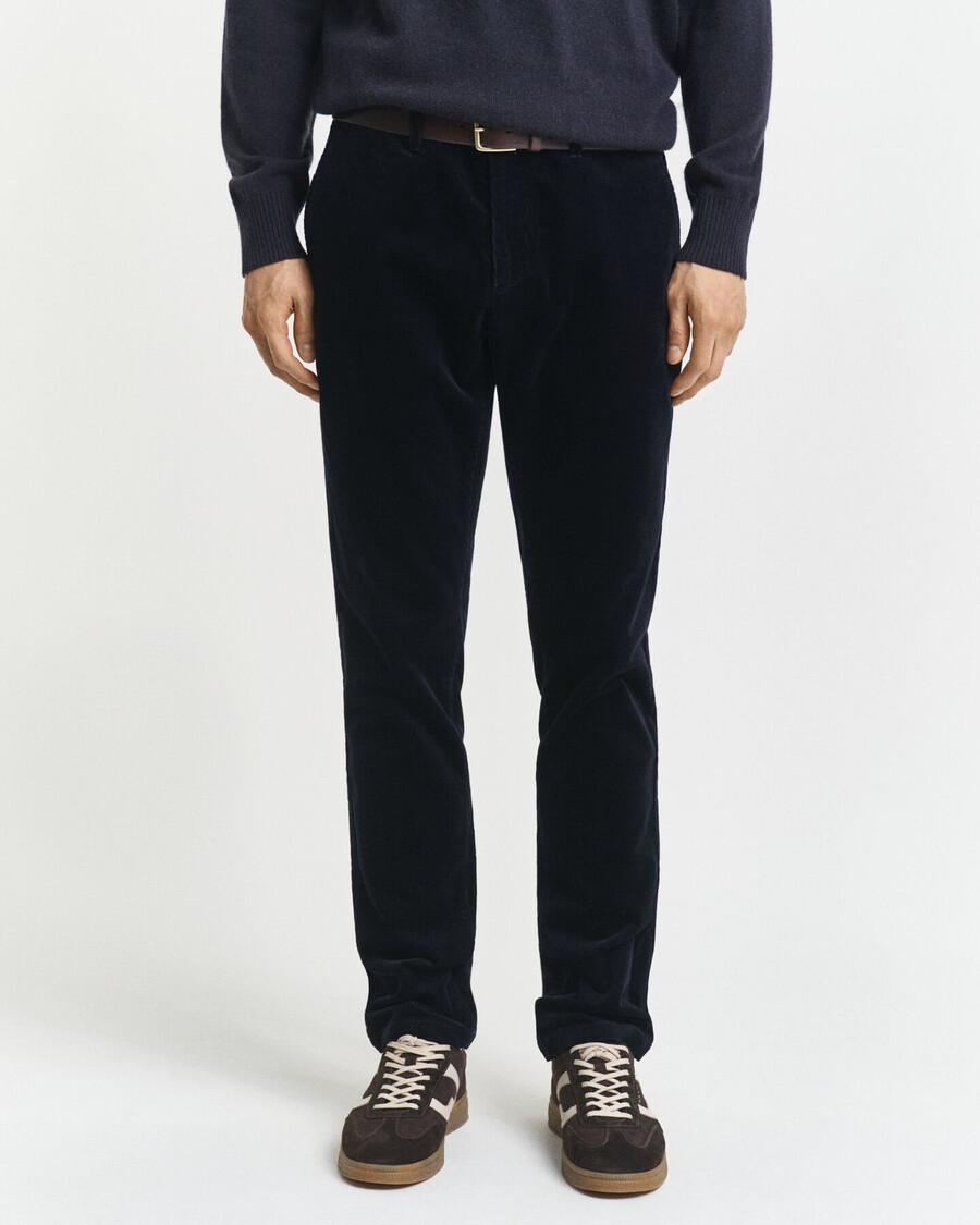schmal geschnittene cord-chinos – abendblau