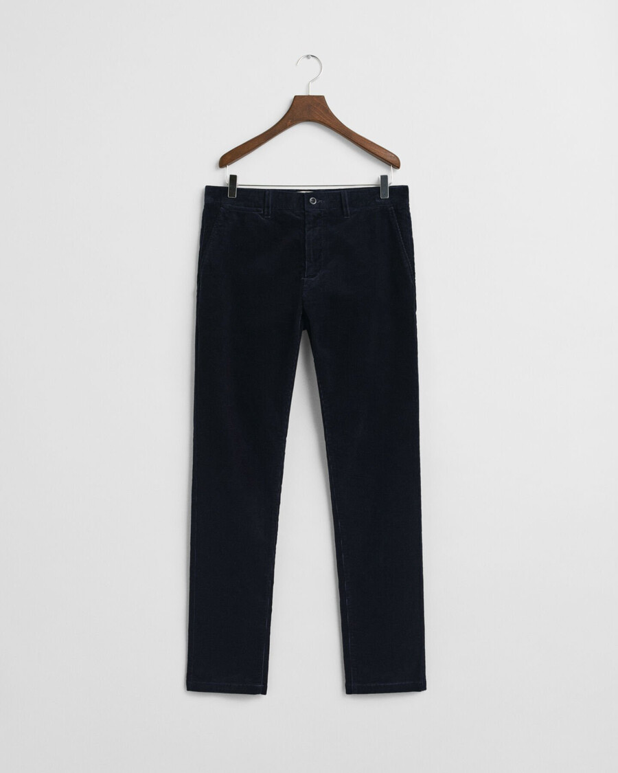 schmal geschnittene cord-chinos – abendblau