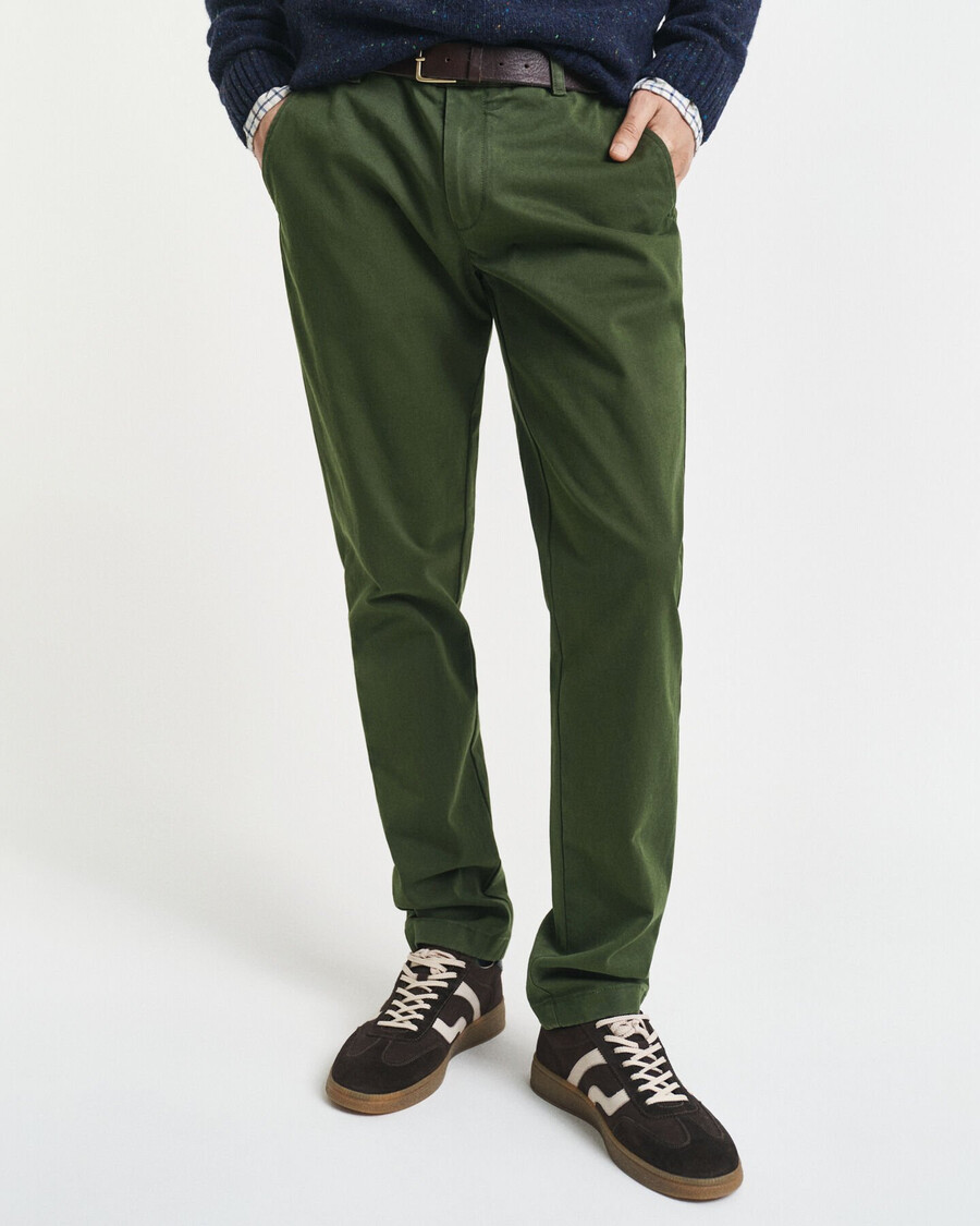 slim fit super comfort chinos – country green