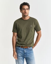 regular fit shield t-shirt – khakigrün meliert