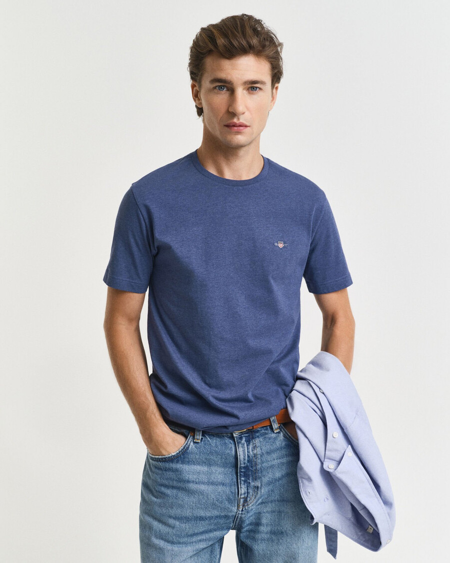 regular fit shield t-shirt - dunkelblau meliert