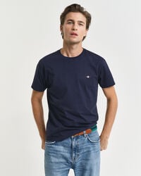 schmal geschnittenes shield-t-shirt – abendblau