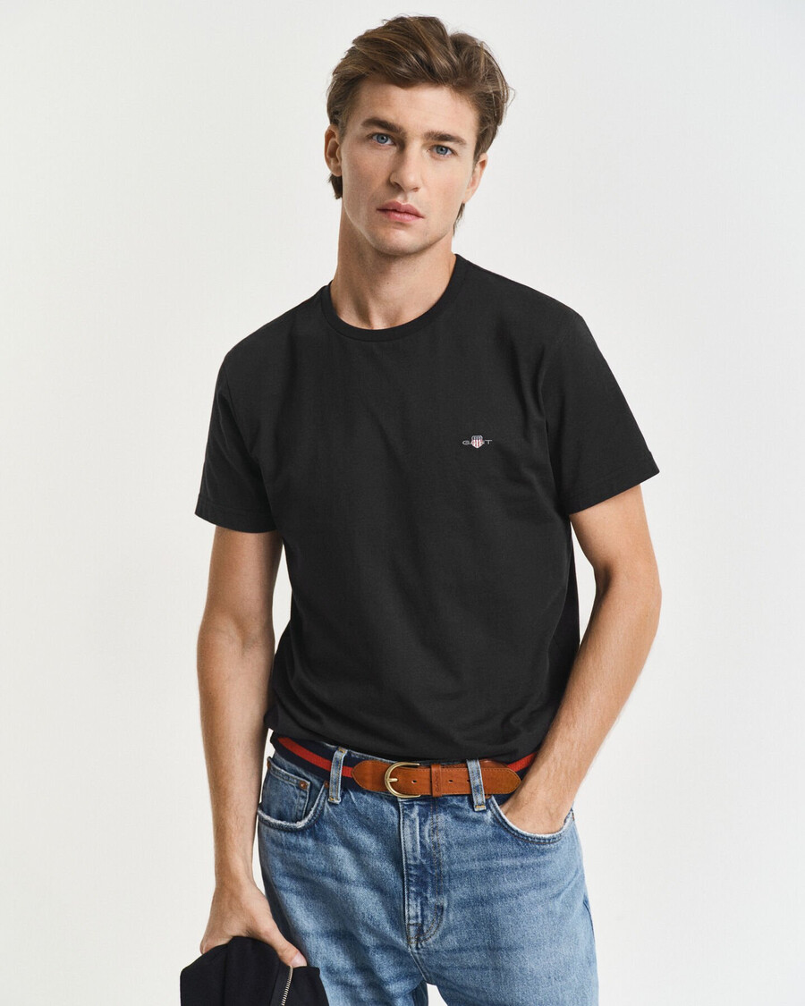 slim fit shield t-shirt – schwarz