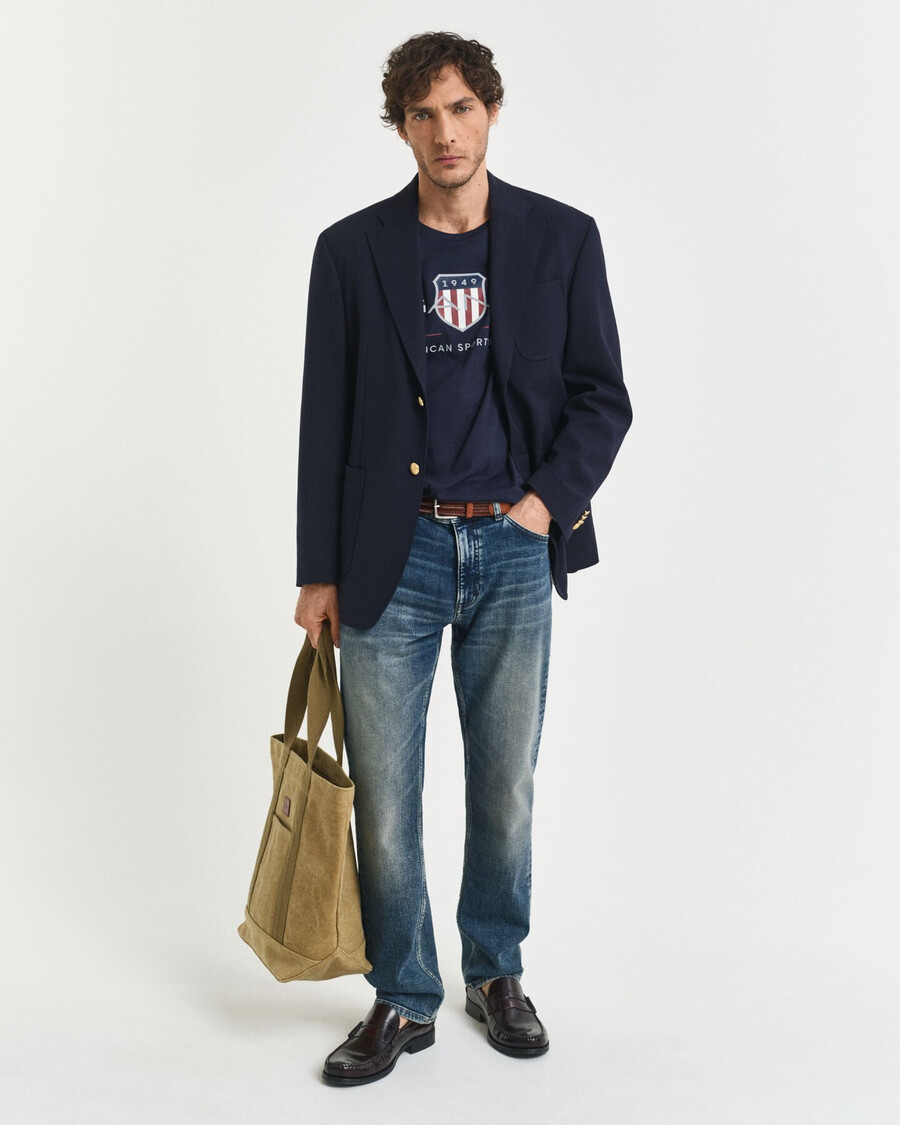 archive shield t-shirt – abendblau