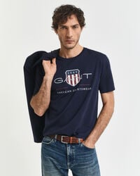 archive shield t-shirt – abendblau
