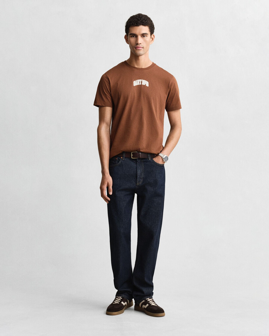 1949 grafik-t-shirt – mahagonibraun