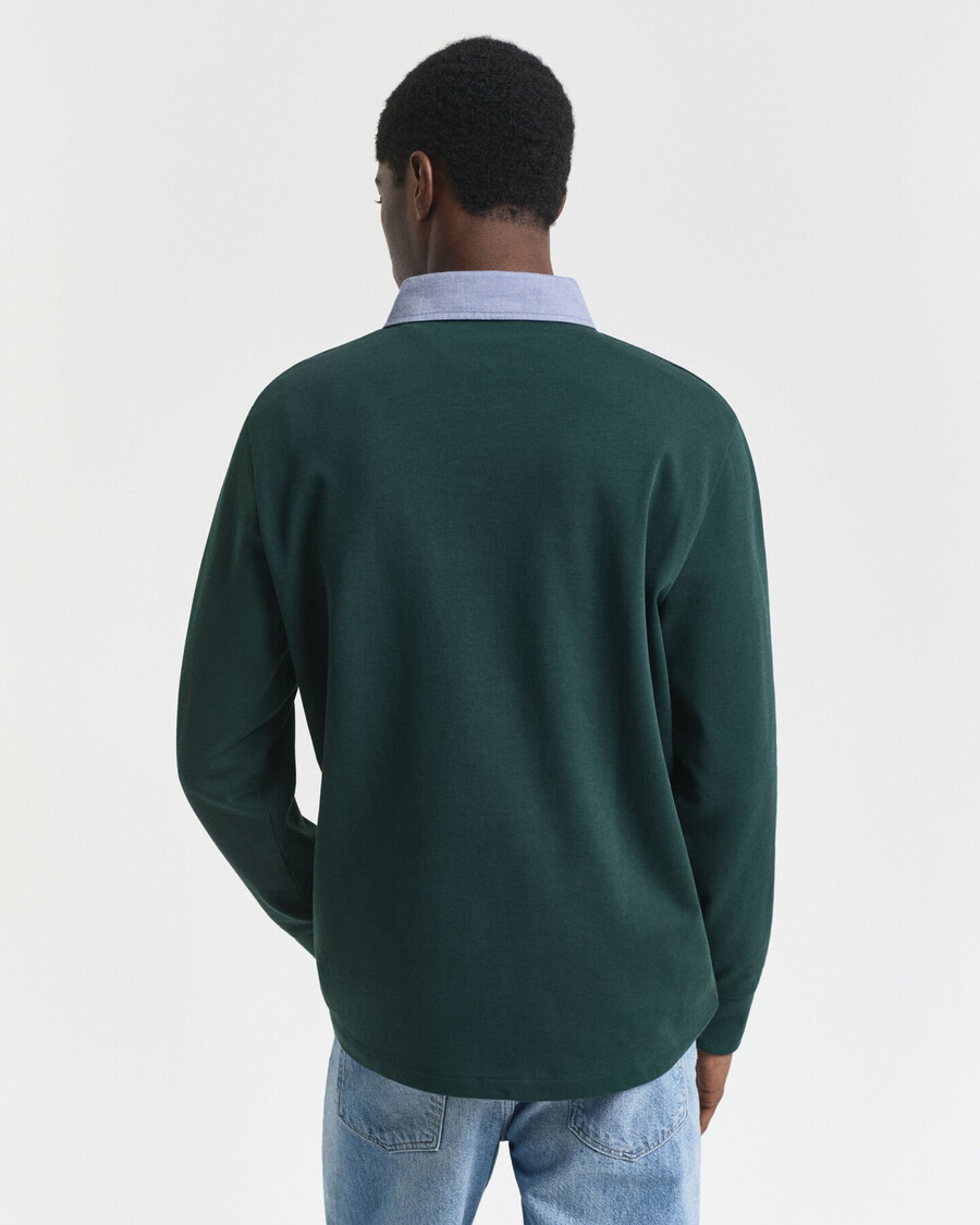 chambray-kragen-rugbyjacke – tartangrün