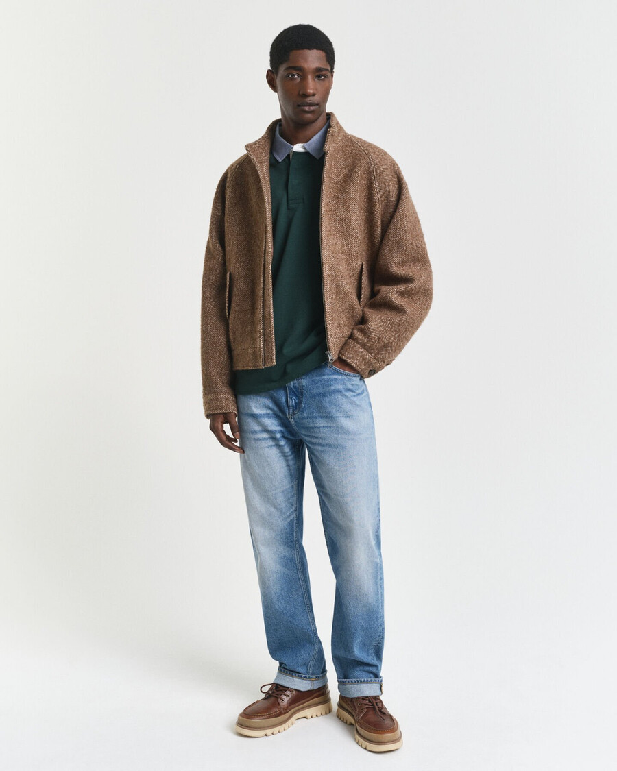 chambray-kragen-rugbyjacke – tartangrün