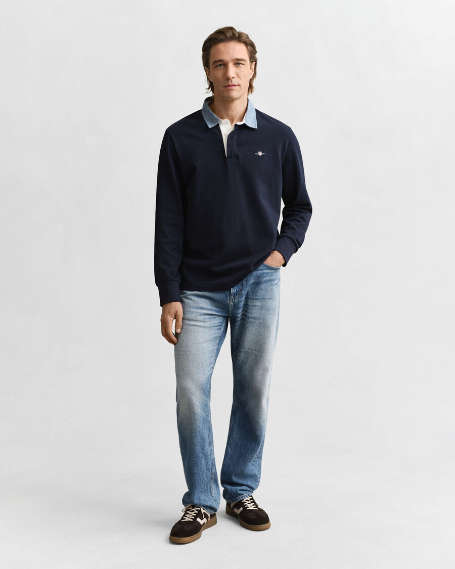 chambray-kragen schweres rugger-gewand – abendblau