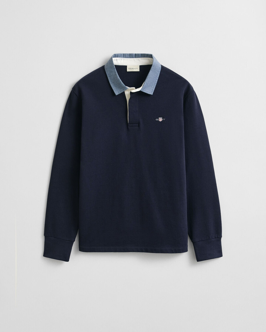 chambray-kragen schweres rugger-gewand – abendblau