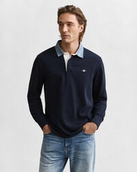 chambray-kragen schweres rugger-gewand – abendblau