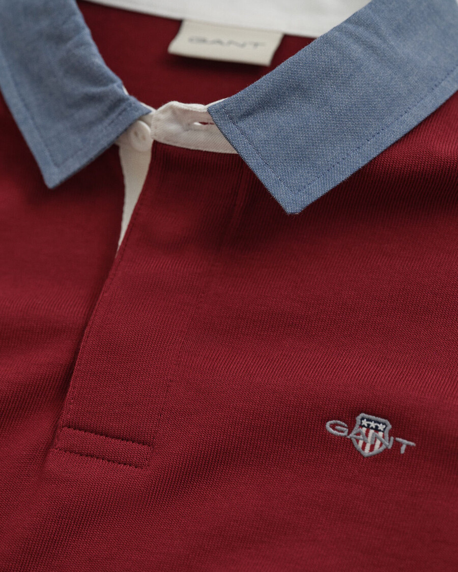 chambray-kragen heavy rugger - plumped red