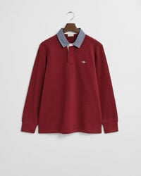 chambray-kragen heavy rugger - plumped red