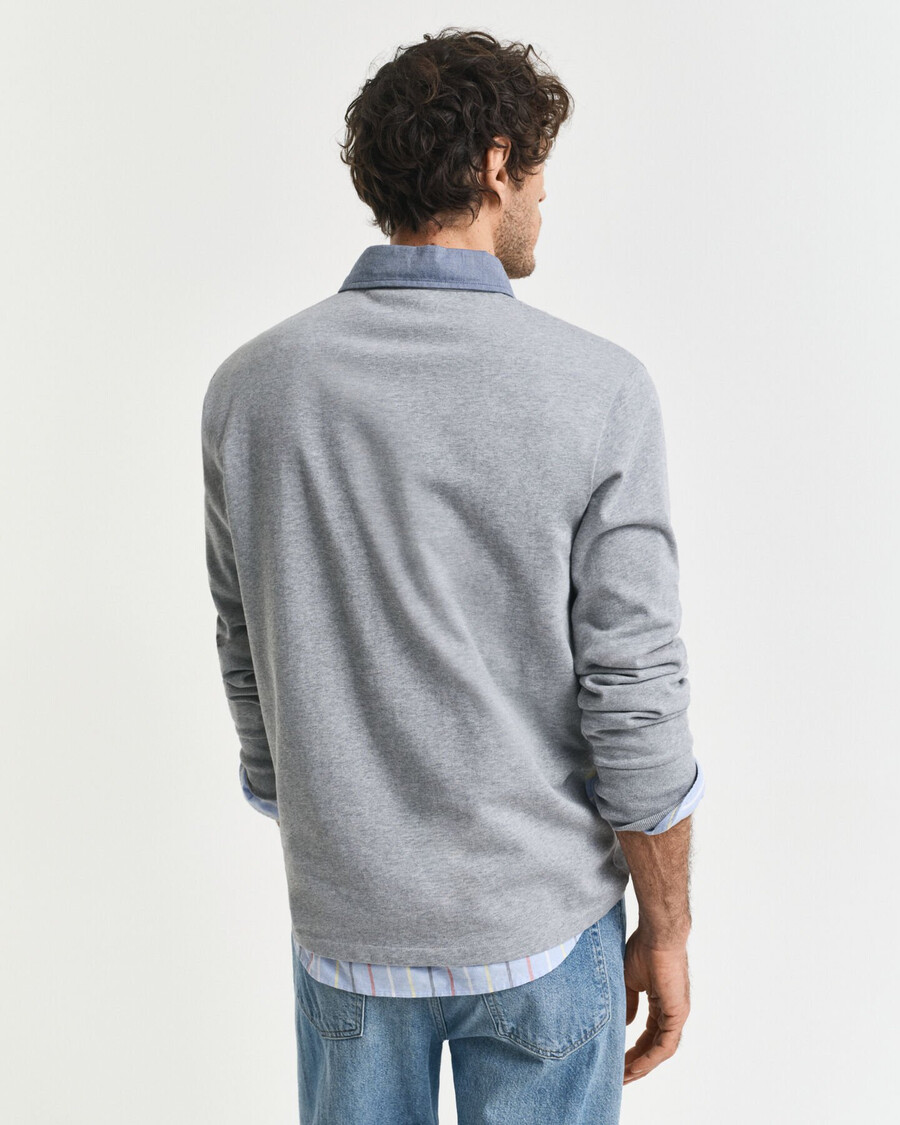 chambray-kragen heavy rugger - grau meliert