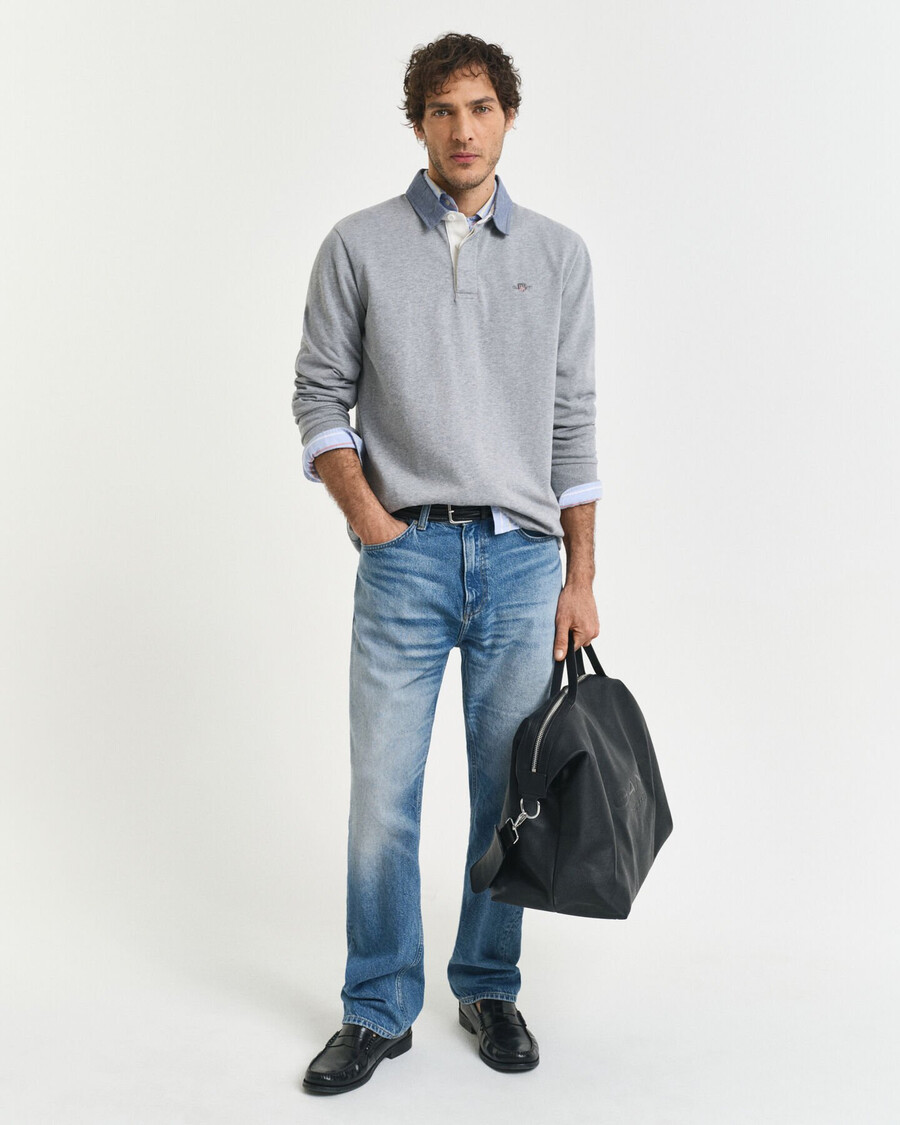 chambray-kragen heavy rugger - grau meliert
