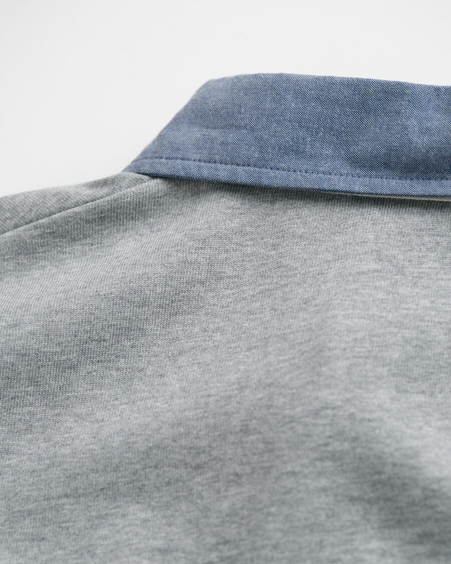 chambray-kragen heavy rugger - grau meliert