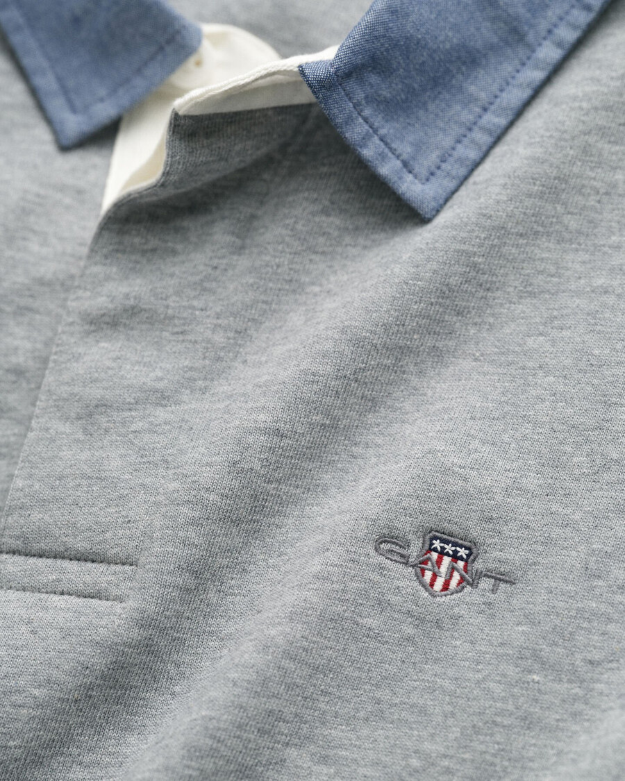 chambray-kragen heavy rugger - grau meliert