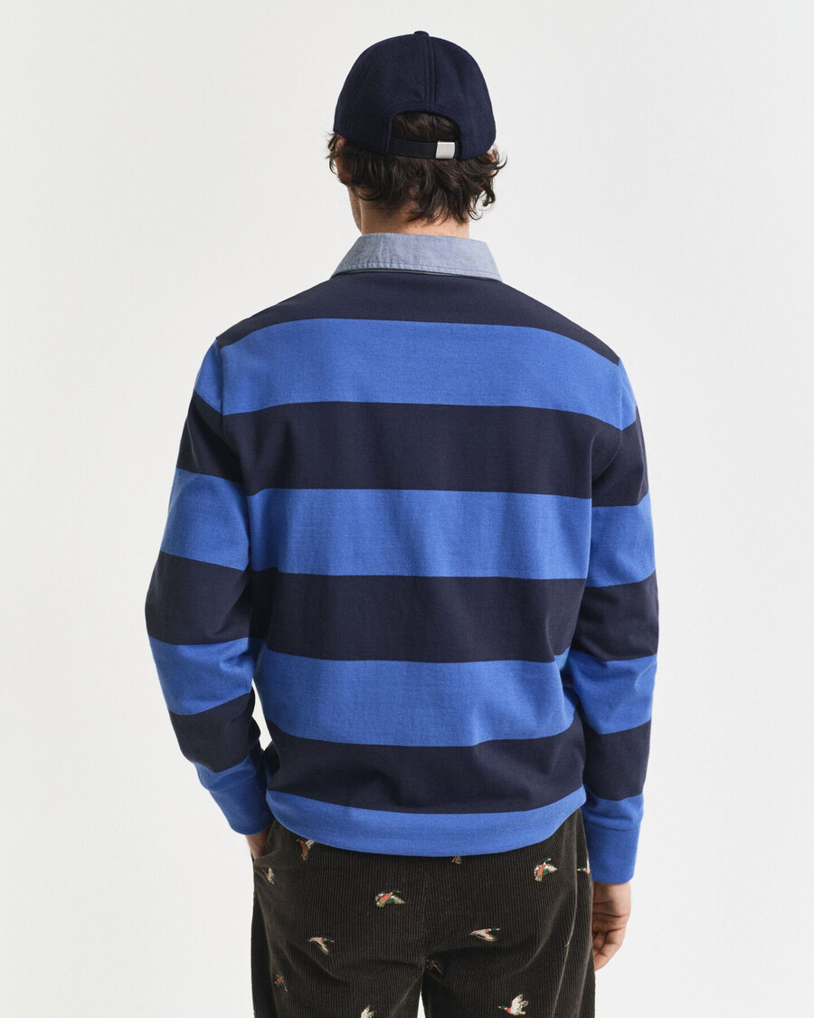chambray-kragen-streifen-deckfell – sattes blau