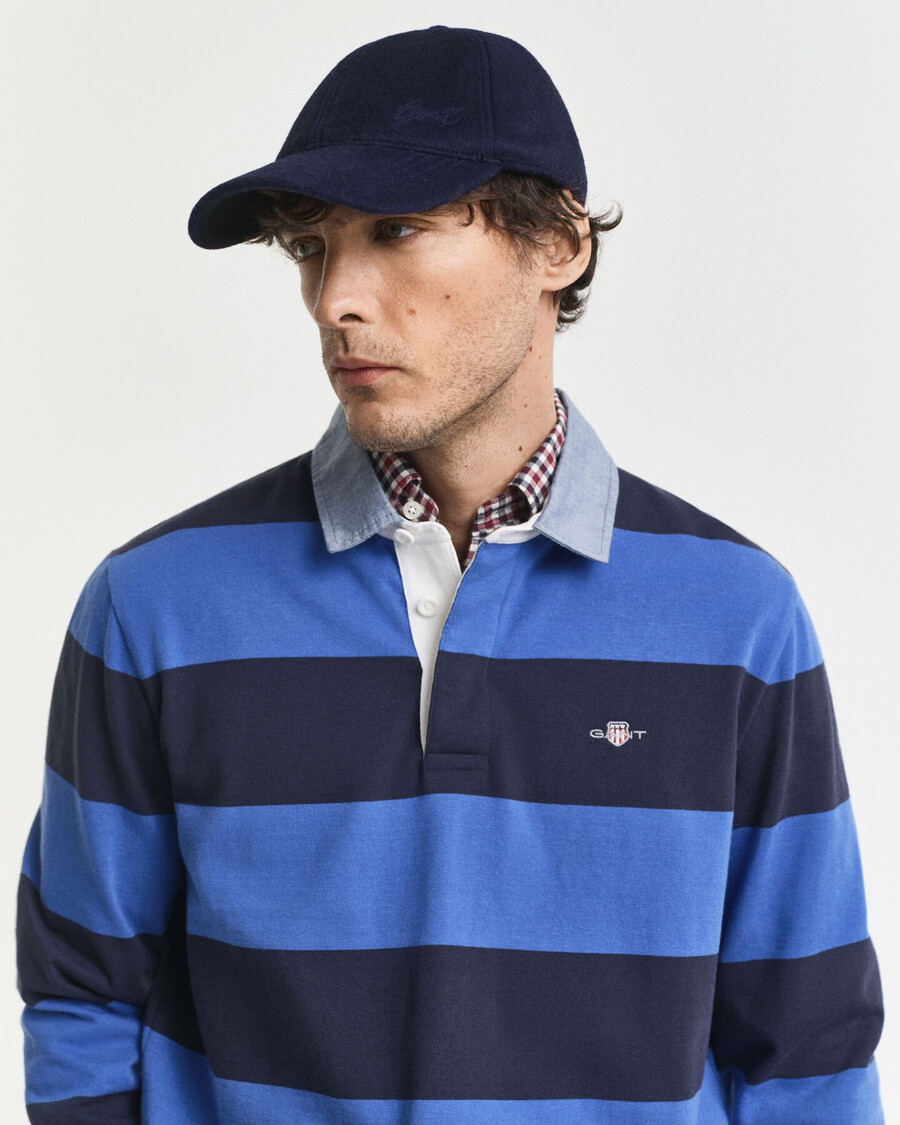 chambray-kragen-streifen-deckfell – sattes blau