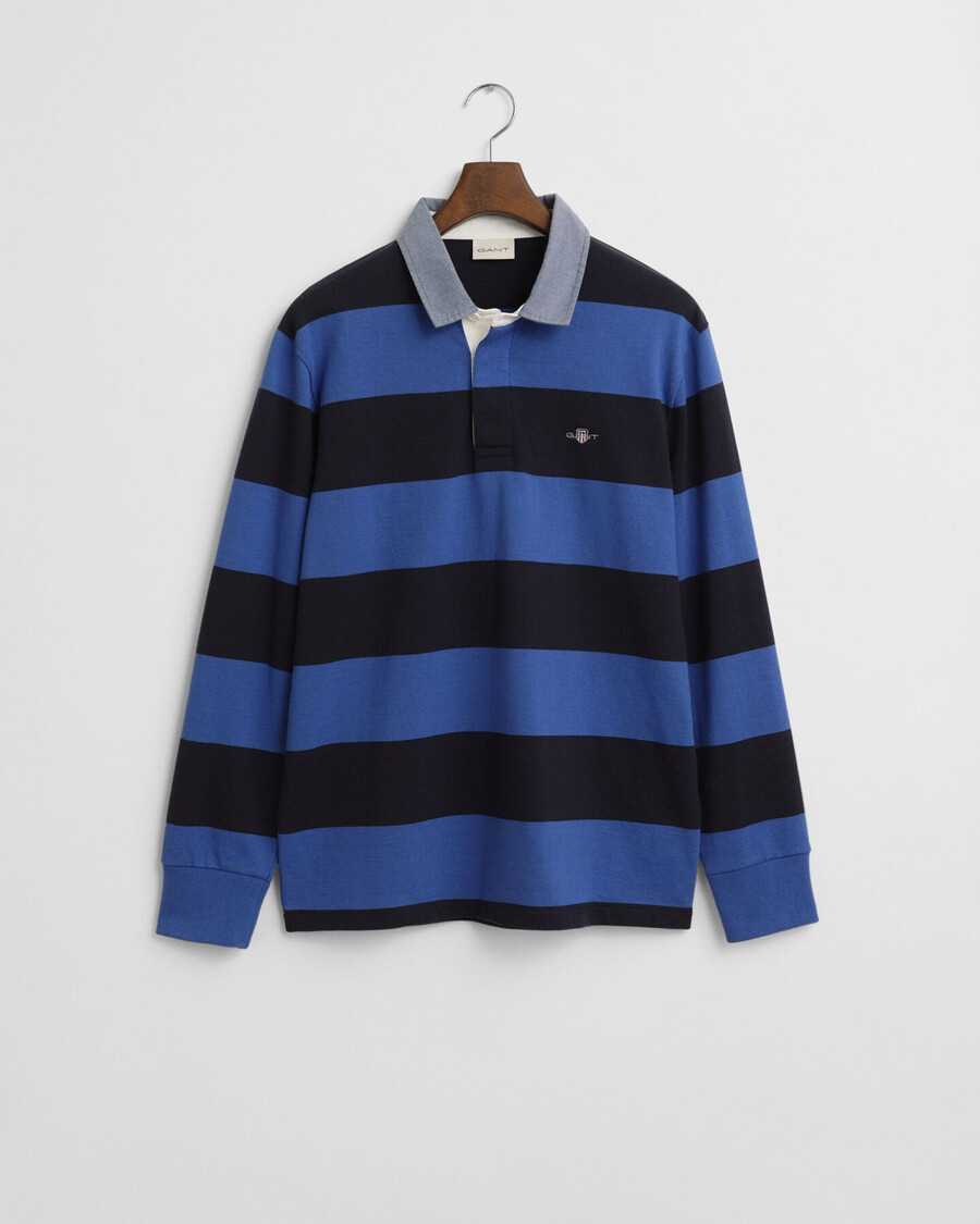 chambray-kragen-streifen-deckfell – sattes blau