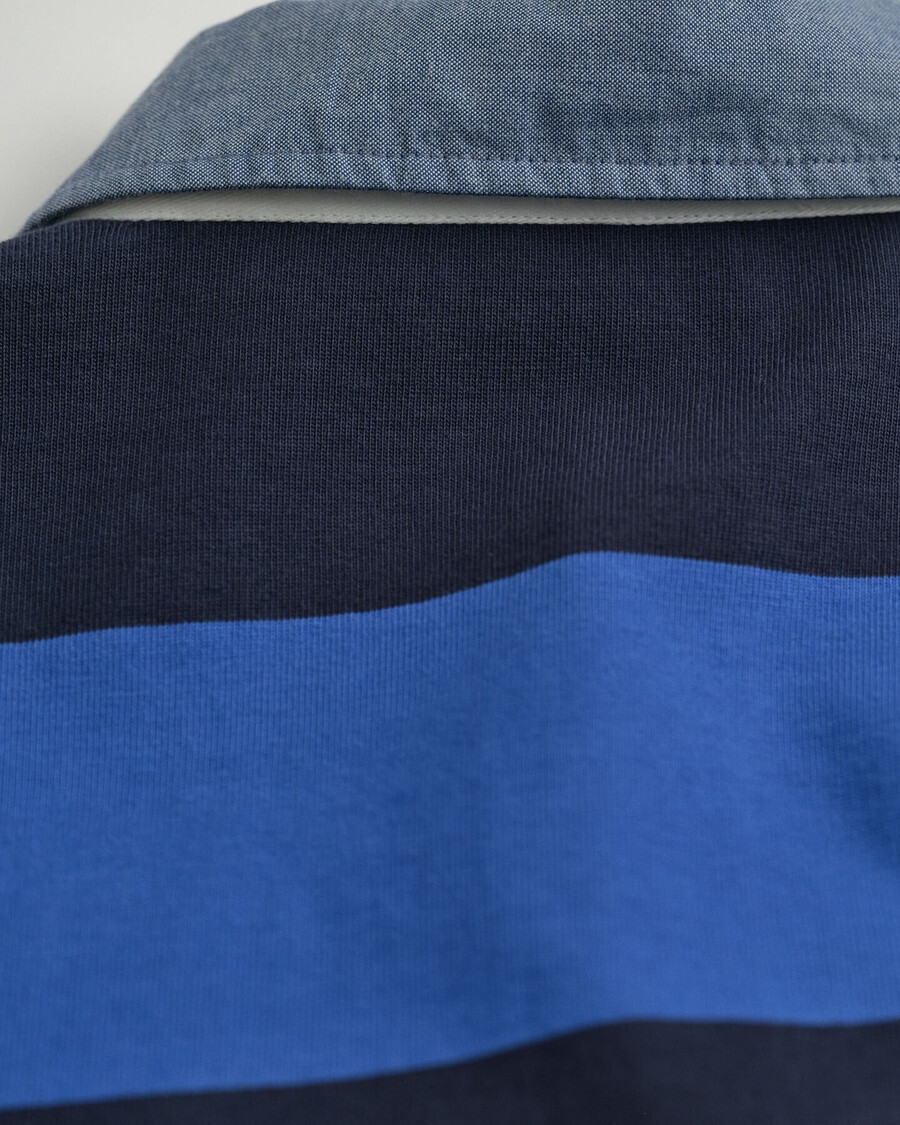 chambray-kragen-streifen-deckfell – sattes blau
