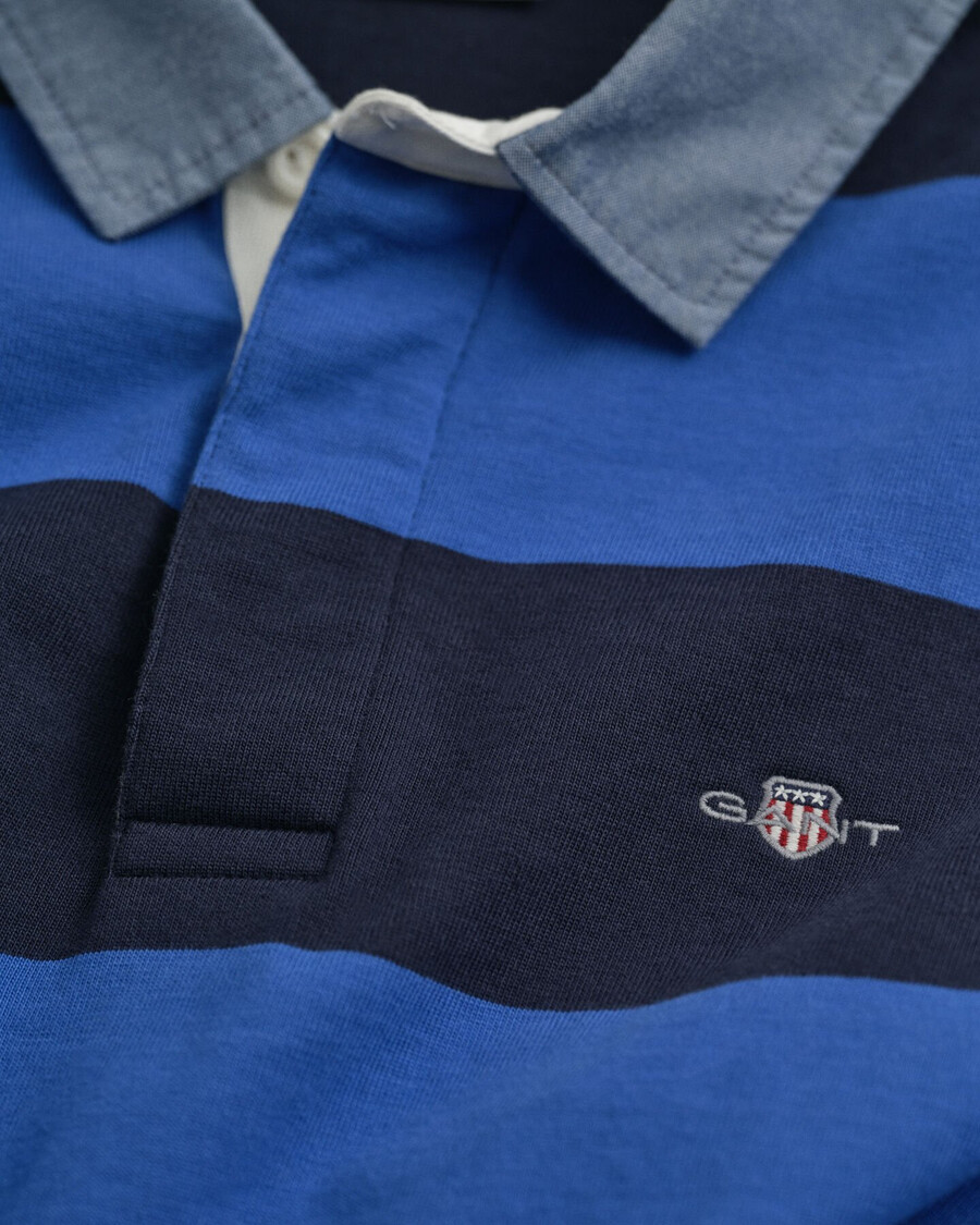 chambray-kragen-streifen-deckfell – sattes blau