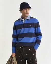chambray-kragen-streifen-deckfell – sattes blau
