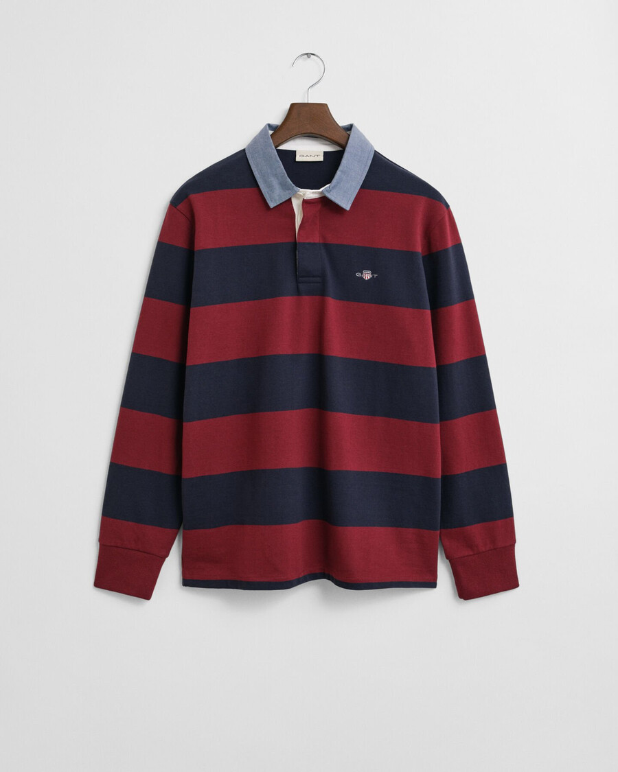 chambray-kragen-streifen-schwergewebe - prallrot