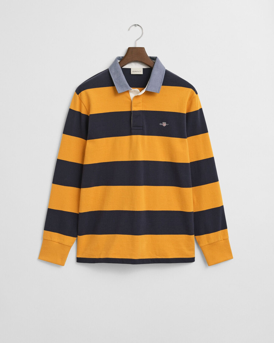 chambray-kragen gestreift schweres rugger-gewebe - gelbe flechte