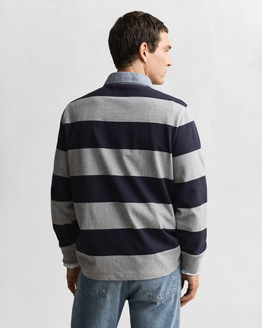 chambray-kragen-streifen-schwergewebe - graumeliert