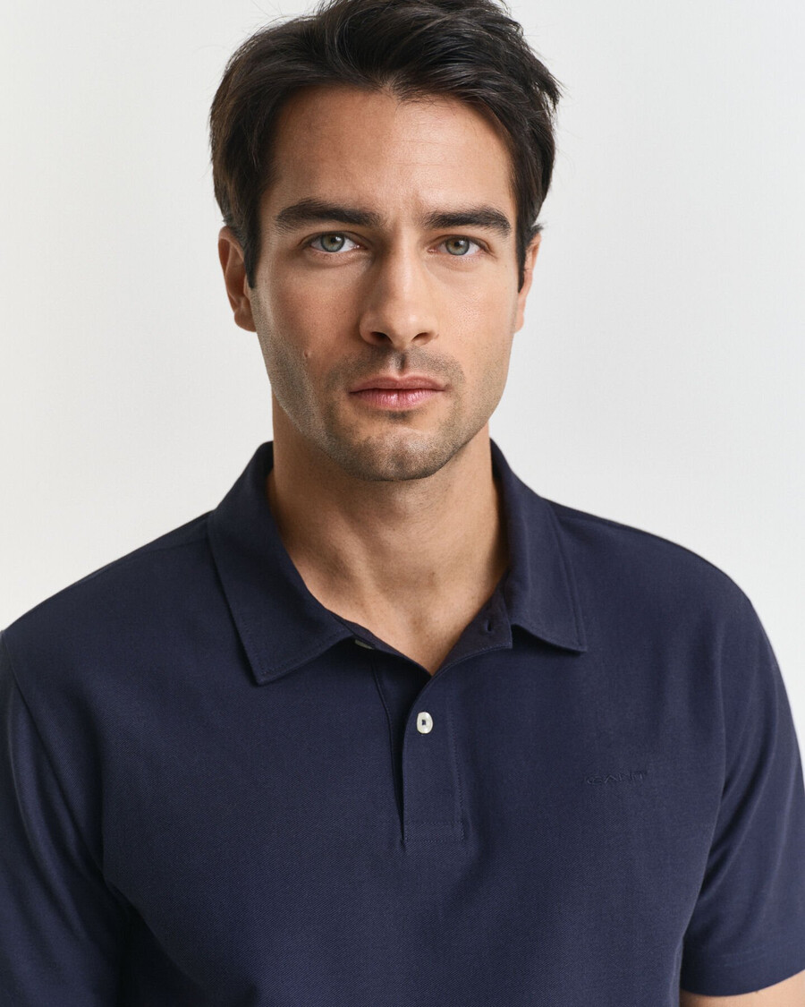 poloshirt aus twill-struktur – abendblau