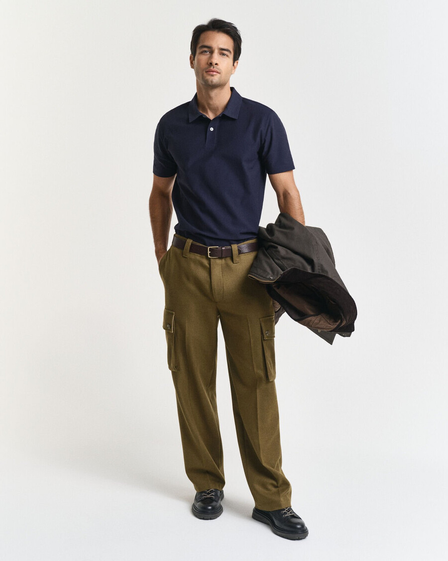 poloshirt aus twill-struktur – abendblau
